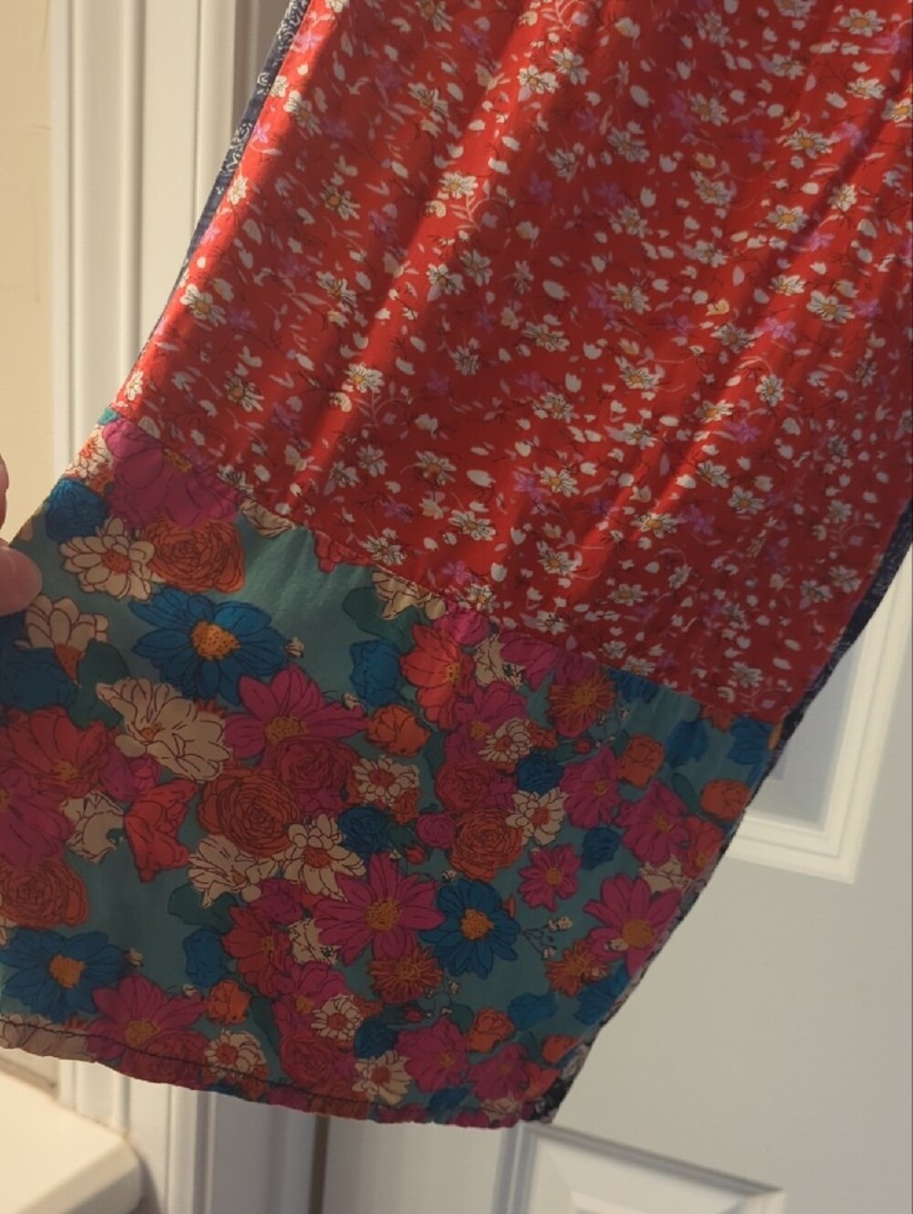 NATURAL LIFE Patchwork Wide-Leg Pants in Multicolor Floral - Picture 4 of 6